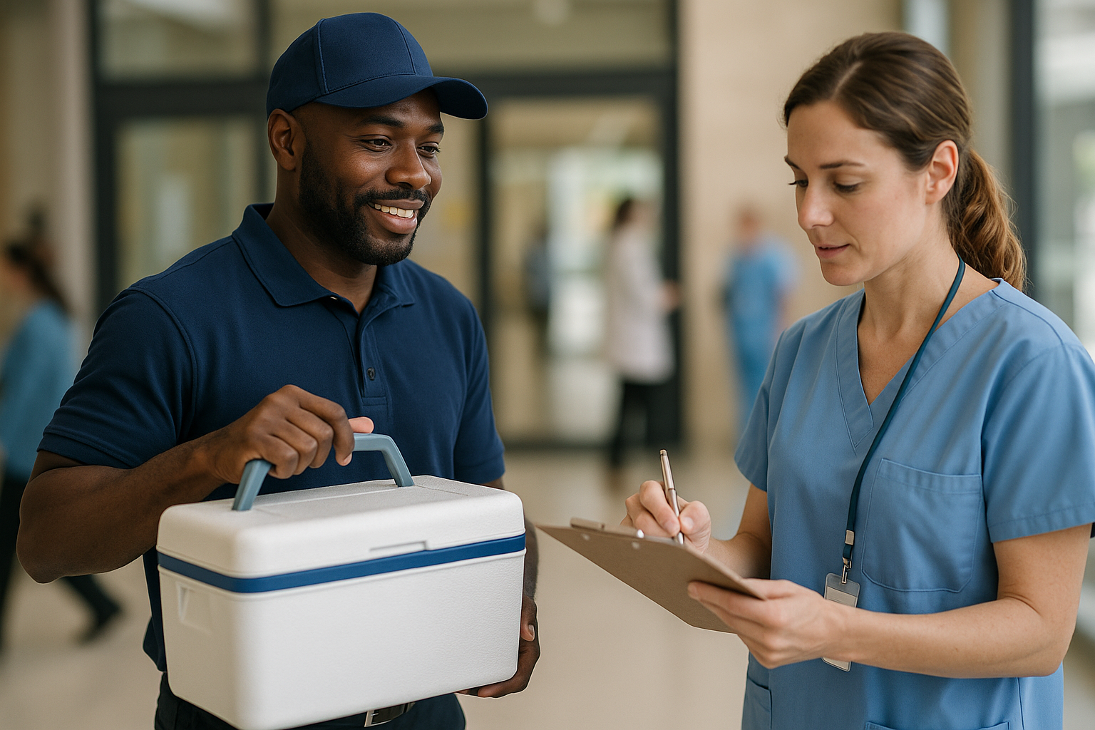 Medical courier with insulated tote